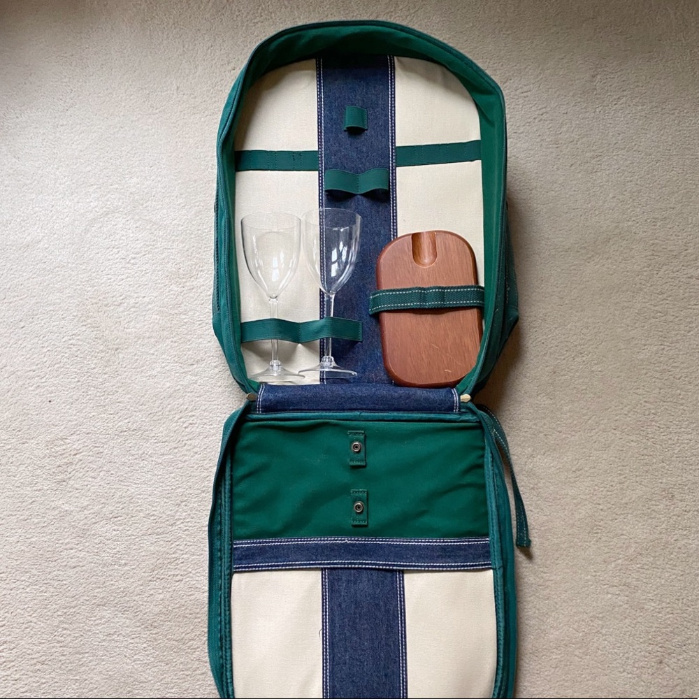 Brookstone Green Insulated Picnic Basket Backpack